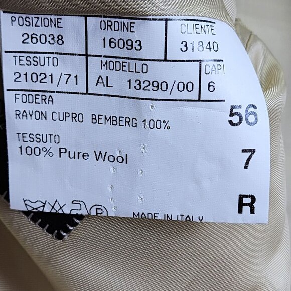 Canali Mens Two-Button Beige Plaid Wool Blazer Jacket Size 44R - Picture 4 of 11